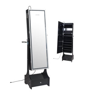 LED MIRRORED JEWELRY CABINET WITH BLUETOOTH SPEAKER  (18.9"X13.78"X61.81")  1/BOX